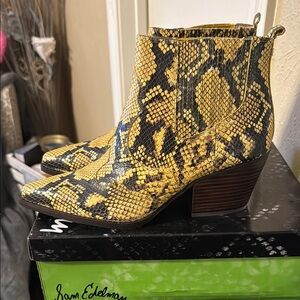 Sam Edelman Yellow and Black Ankle Booties